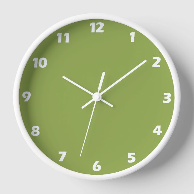 Moderate Lime Green Solid Colour Clock (Front)