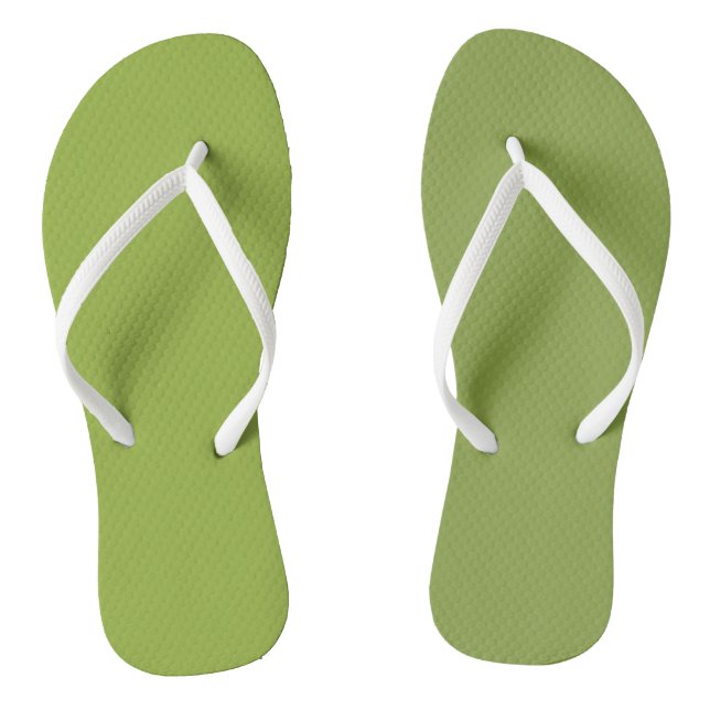 Moderate Lime Green Solid Colour Flip Flops (Footbed)