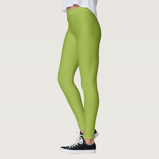  Moderate lime green (solid colour) yellow- green Leggings (Left)