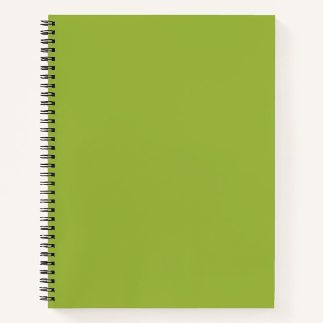 Moderate lime green (solid colour) yellow- green  notebook (Front)