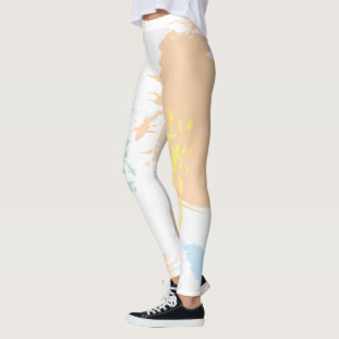 Moderate Pastel Varicolored Abstract Stains Leggings