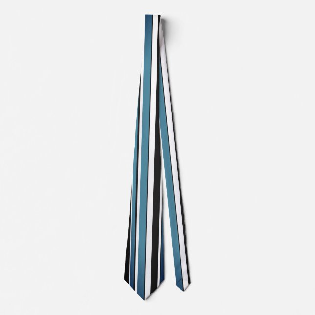 Moderate White and Blue Regular Vertical Lines Tie (Front)