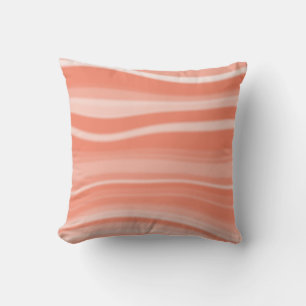 Moderate White & Salmon Contemporary Blurred Waves Cushion