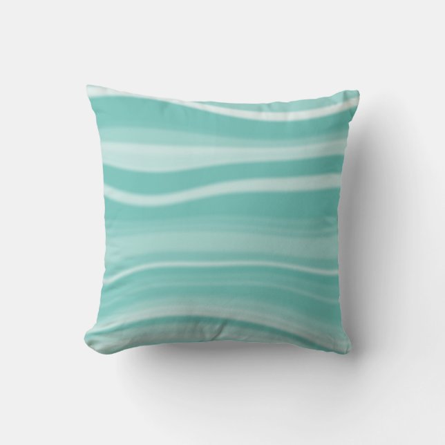 Moderate White&Watercolor Common Blurred Waves Cushion (Front)