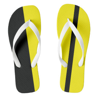 Moderate Yellow Stylised Vertical Bands Flip Flops