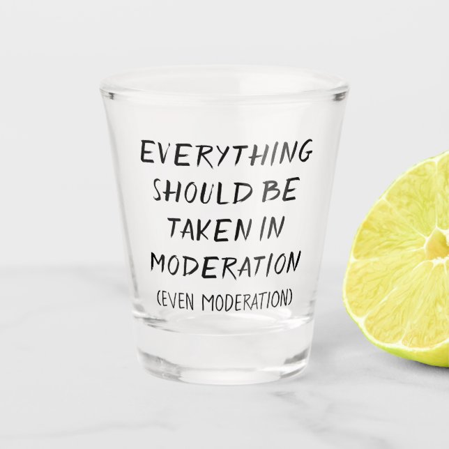 Moderation | Adult Beverage Humour Brush Quote Shot Glass (Front)
