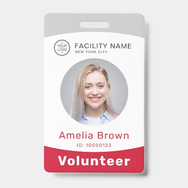 Moderm custom photo and name employee badge ID badge (Front)