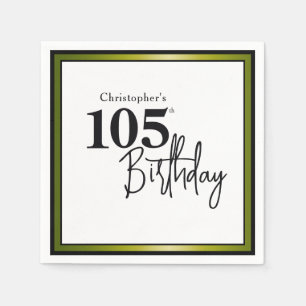 Modern 105th Birthday Napkins Elegant Black Gold