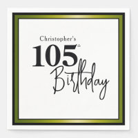 Modern 105th Birthday Napkins Elegant Black Gold