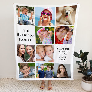 Modern 10 Photo Collage Fleece Blanket