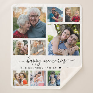 Modern 10 Photo Collage Quote Family Name Keepsake Sherpa Blanket