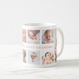 Modern 10 Photo Pink World's Best Great Grandma Coffee Mug