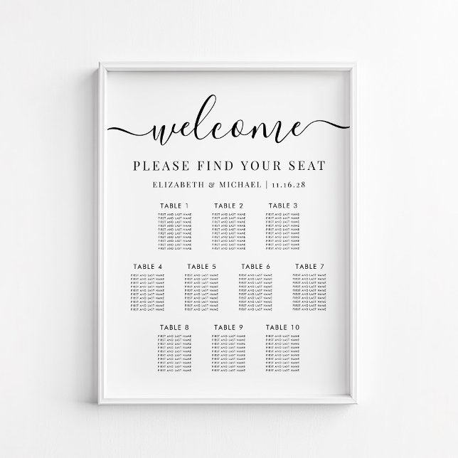 Modern 10 Table Wedding Seating Chart (Creator Uploaded)