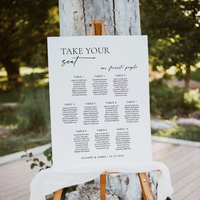 Modern 10 Tables Welcome Seating Chart Poster (Modern 10 Tables Welcome Seating Chart poster)