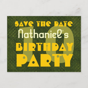 Modern 10th Birthday Party Save the Date Green V1A Announcement Postcard