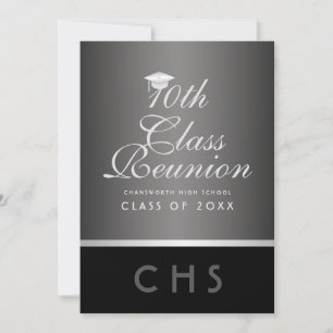Modern 10th Class Reunion Silver Black Invitation