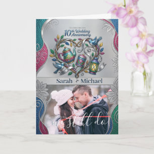 Modern 10th Tin Aluminium Wedding Anniversary Phot Card