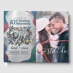 Modern 10th Tin Aluminium Wedding Anniversary Phot Guest Book