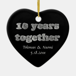 Modern 10th Wedding Anniversary 10 Years Ceramic Tree Decoration