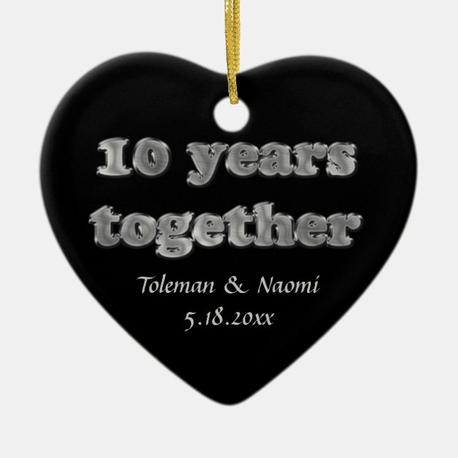 Modern 10th Wedding Anniversary | 10 Years Ceramic Tree Decoration (Front)