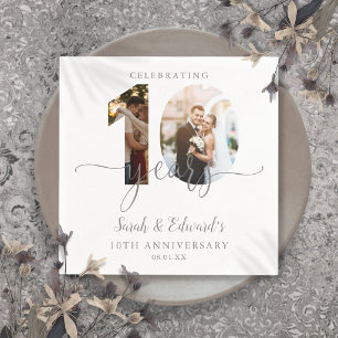 Modern 10th Wedding Anniversary 2 Photo Napkin