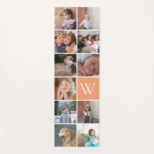 Modern 11 photo collage and monogram peach yoga mat