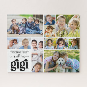 Modern 11 Photo Collage Names Call Me Gigi Jigsaw Puzzle