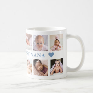 Modern 12 Photo Collage Blue World's Best Nana Coffee Mug