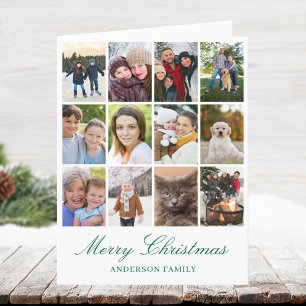 Modern 12 Photo Collage Christmas Holiday Card