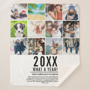 Modern 12 Photo Collage Family Year In Review Sherpa Blanket