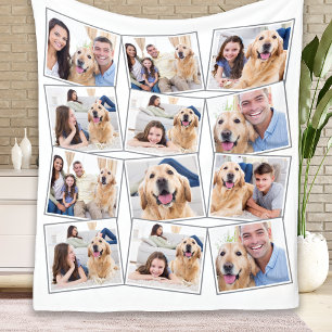 Modern 12 Photo Collage Fleece Blanket