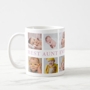 Modern 12 Photo Collage Pink Best Aunt Ever Coffee Mug