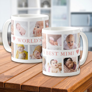 Modern 12 Photo Collage Pink World's Best Mimi Coffee Mug