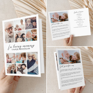 Modern 12-Photo In Loving Memory Folded Funeral Programme