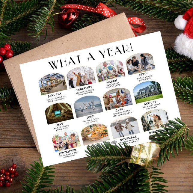 Modern 12 Photo Year-in-Review Christmas Card (Creator Uploaded)