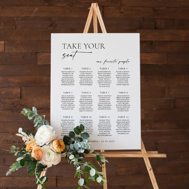 Modern 12 Tables Welcome Seating Chart Poster (Modern 12 Tables Welcome Seating Chart)