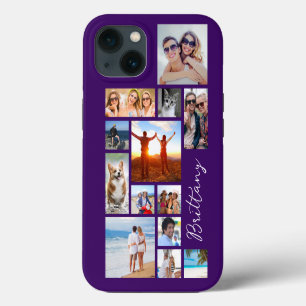 Modern 13 Photo Collage Signature Name Your Colour iPhone 13 Case