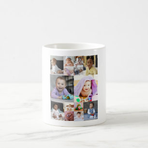 Modern 14 Photo Collage Custom Gift Coffee Mug