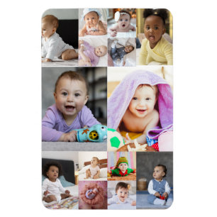 Modern 14 Photo Collage Custom Gift Magnet