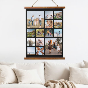 Modern 14 Photo Collage Hanging Tapestry