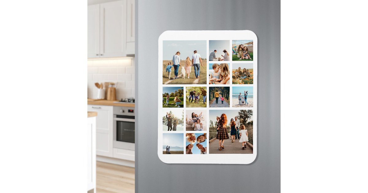 Modern 14 Photo Collage Magnet | Zazzle