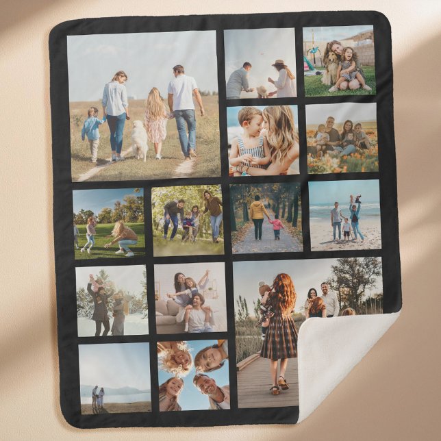 Modern 14 Photo Collage Sherpa Blanket (Creator Uploaded)