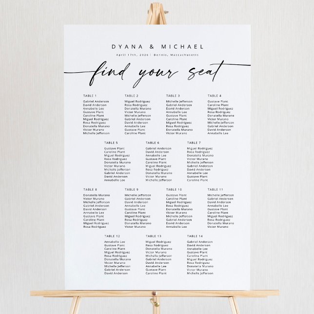 Modern 14 Tables Find Your Seat Seating Chart (Creator Uploaded)