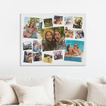 Modern 15 Photo Collage Faux Canvas Print<br><div class="desc">Create your own personalised photo collage faux canvas print. Add 15 of your favourite pictures and custom colour background in this modern template design.</div>