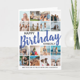 Modern 16 Photo Any Age Happy Birthday Card