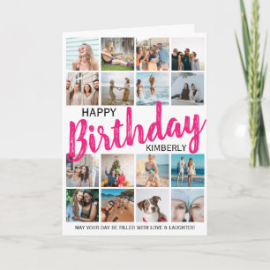 Modern 16 Photo   Any Age Happy Birthday Card