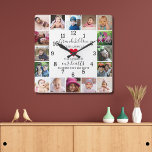 Modern 16 Photo Collage Frame Grandchildren Quote Square Wall Clock<br><div class="desc">Photo collage clock with a sentimental grandchildren quote -
"Grandchildren fill a place in our hearts we never knew was empty."
Personalise with grandkids photos and names to make it a memorable keepsake gift for grandparents.</div>