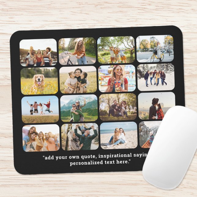 Modern 16 Photo Collage With Quote Mouse Mat (Creator Uploaded)