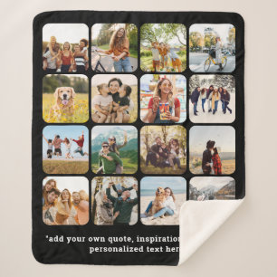 Modern 16 Photo Collage With Quote Sherpa Blanket