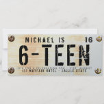 MODERN 16th Birthday BOY Car LICENSE Plate Rusty Invitation<br><div class="desc">1.Many items featured here can be used for a variety of occasions other than stated - simply edit the text as required.
_______________________________________________________________________ 
2. If you require assistance,  matching items or would like a custom design contact Designer LeahG via the tab below.
_______________________________________________________________________</div>